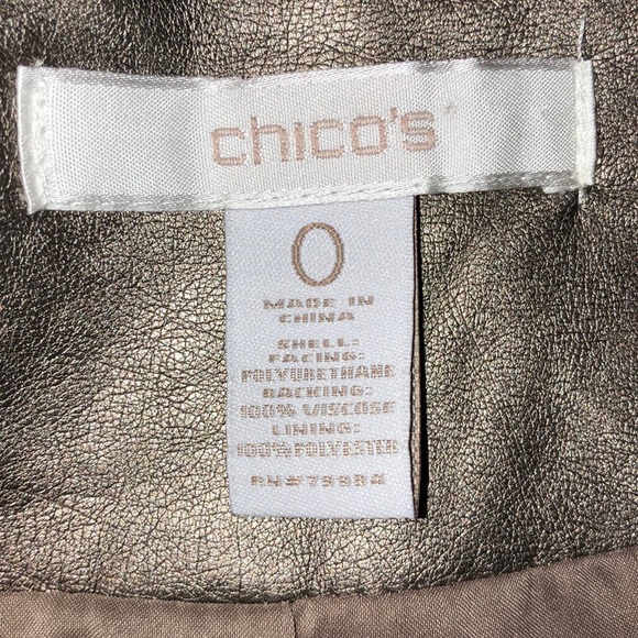 Chico’s Bronze Metallic Faux-Leather Jacket - Picture 7 of 9